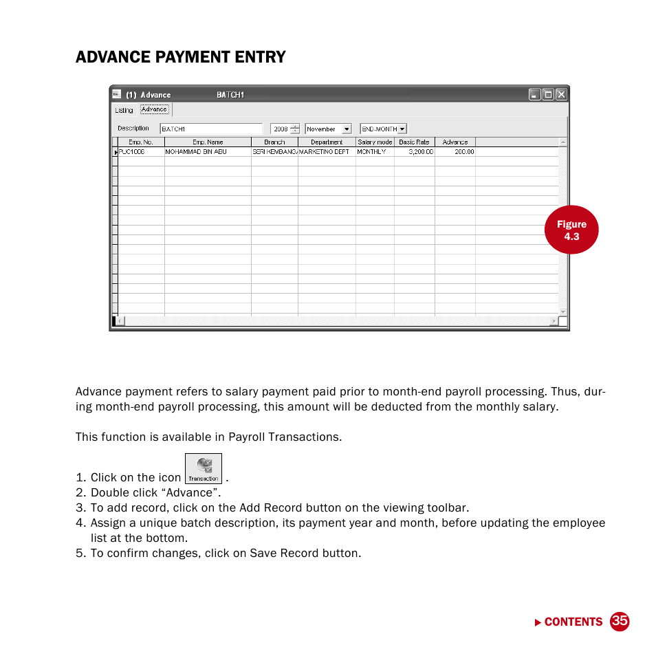 Advance payment entry | FingerTec DiGiPAY User Manual | Page 38 / 74