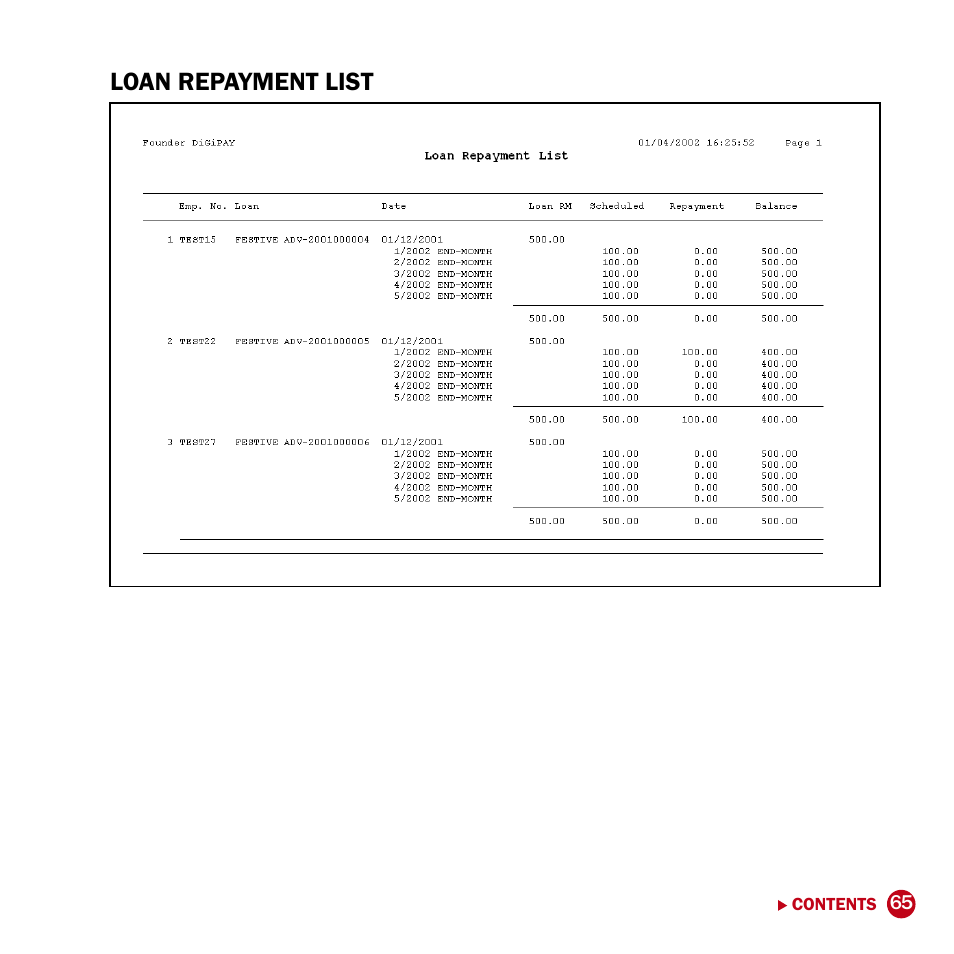 Loan repayment list | FingerTec DiGiPAY User Manual | Page 68 / 74