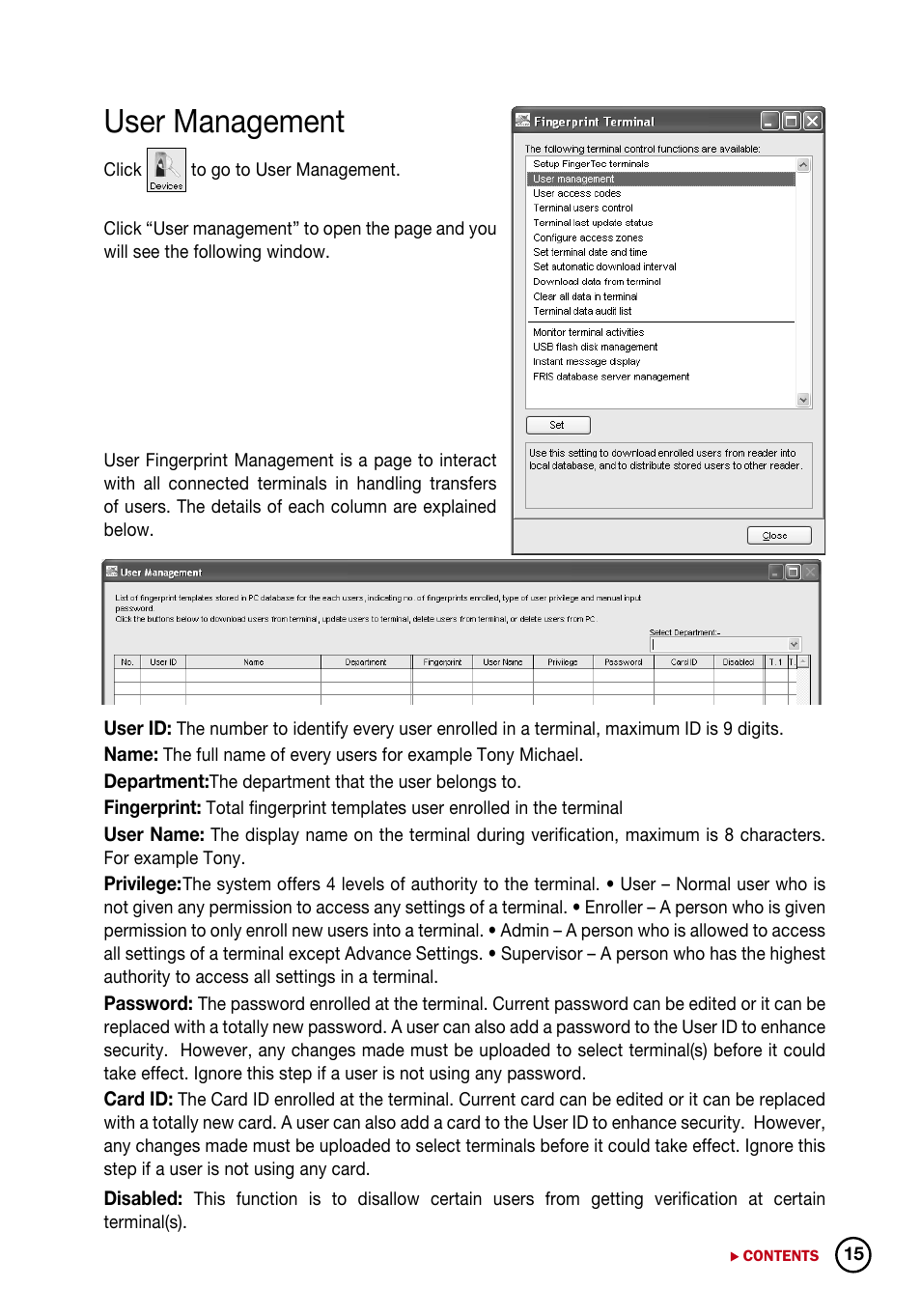 User management | FingerTec DiGiTime (OEM) User Manual | Page 16 / 98