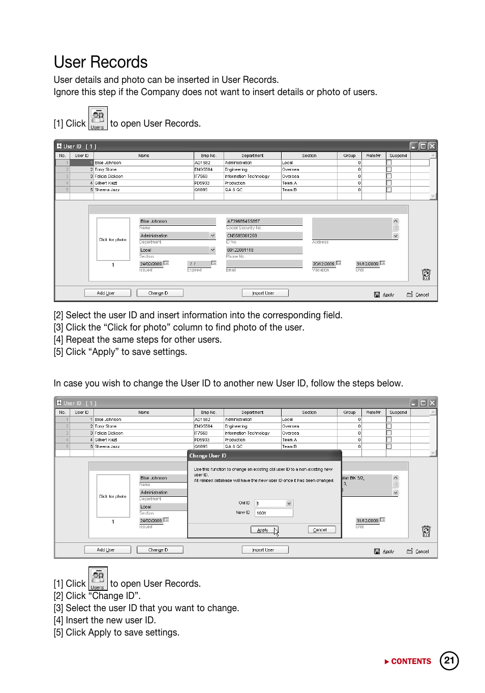 User records | FingerTec DiGiTime (OEM) User Manual | Page 22 / 98