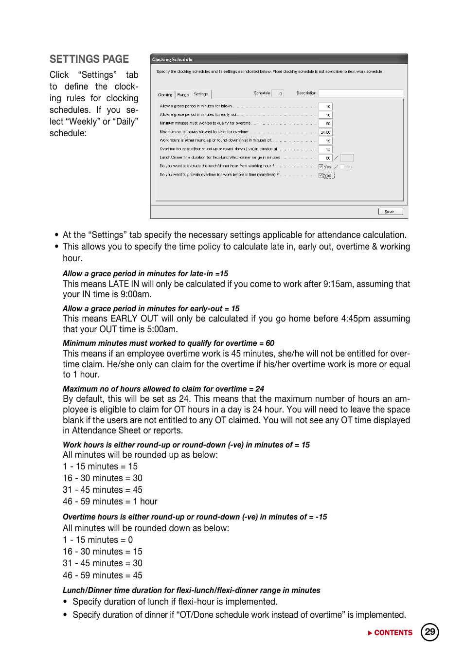 Settings page | FingerTec DiGiTime (OEM) User Manual | Page 30 / 98