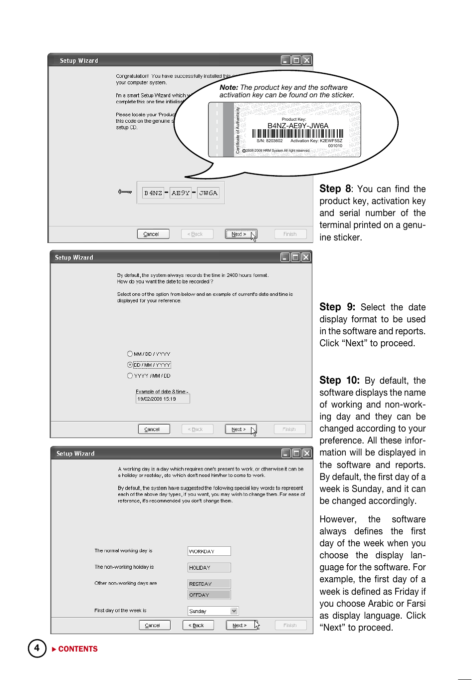 Step 8, Step 9, Step 10 | FingerTec DiGiTime (OEM) User Manual | Page 5 / 98