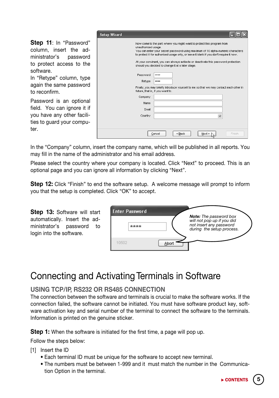 Connecting and activating terminals in software | FingerTec DiGiTime (OEM) User Manual | Page 6 / 98
