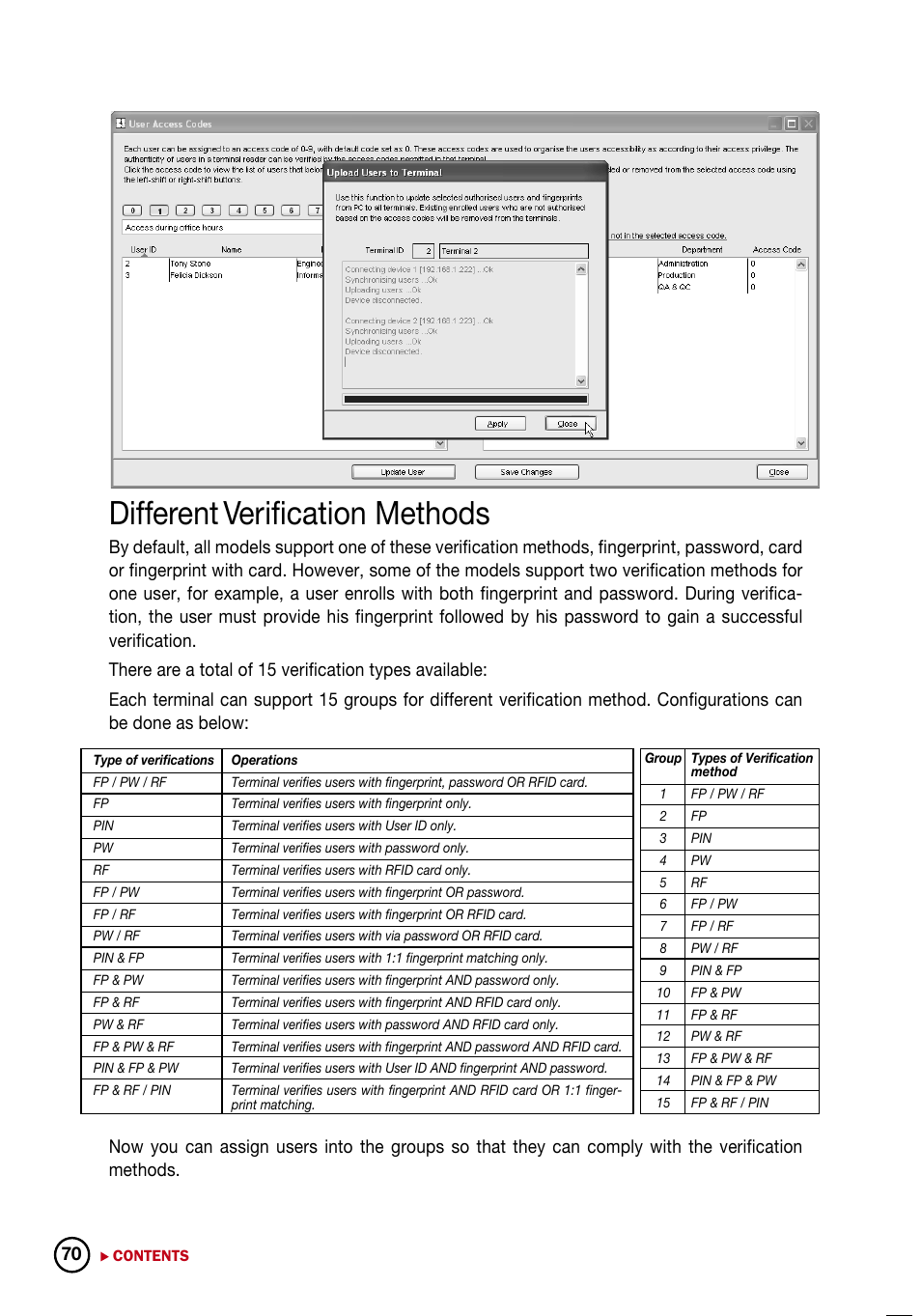 Different verification methods | FingerTec DiGiTime (OEM) User Manual | Page 71 / 98