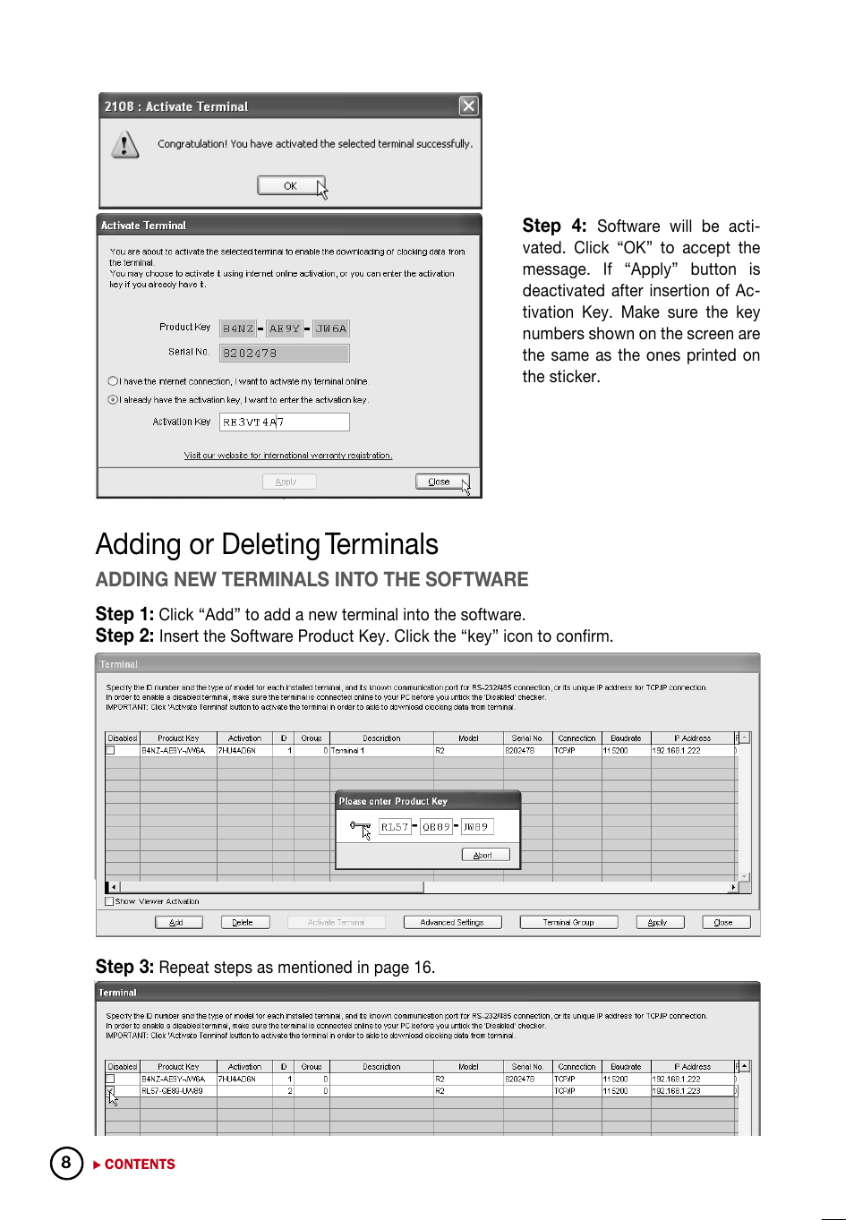 Adding or deleting terminals | FingerTec DiGiTime (OEM) User Manual | Page 9 / 98