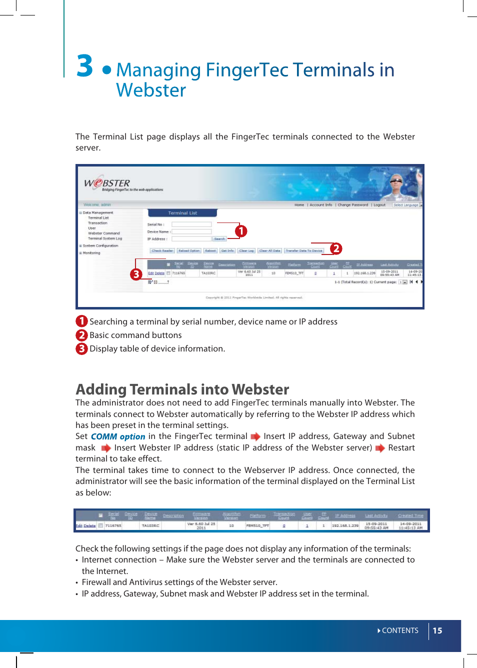 Adding terminals into webster | FingerTec Webster User Manual | Page 15 / 35