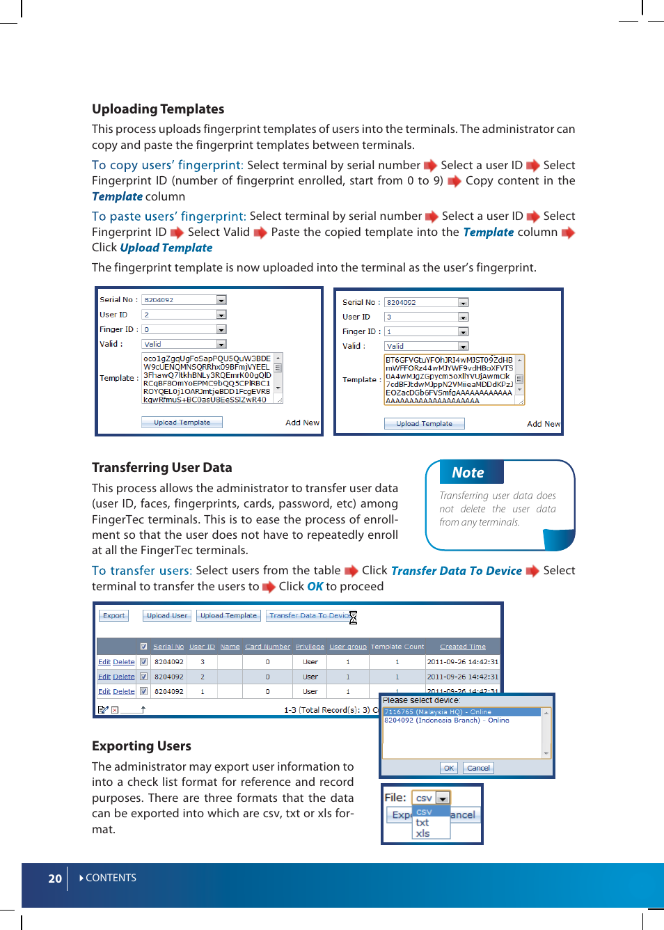 FingerTec Webster User Manual | Page 20 / 35