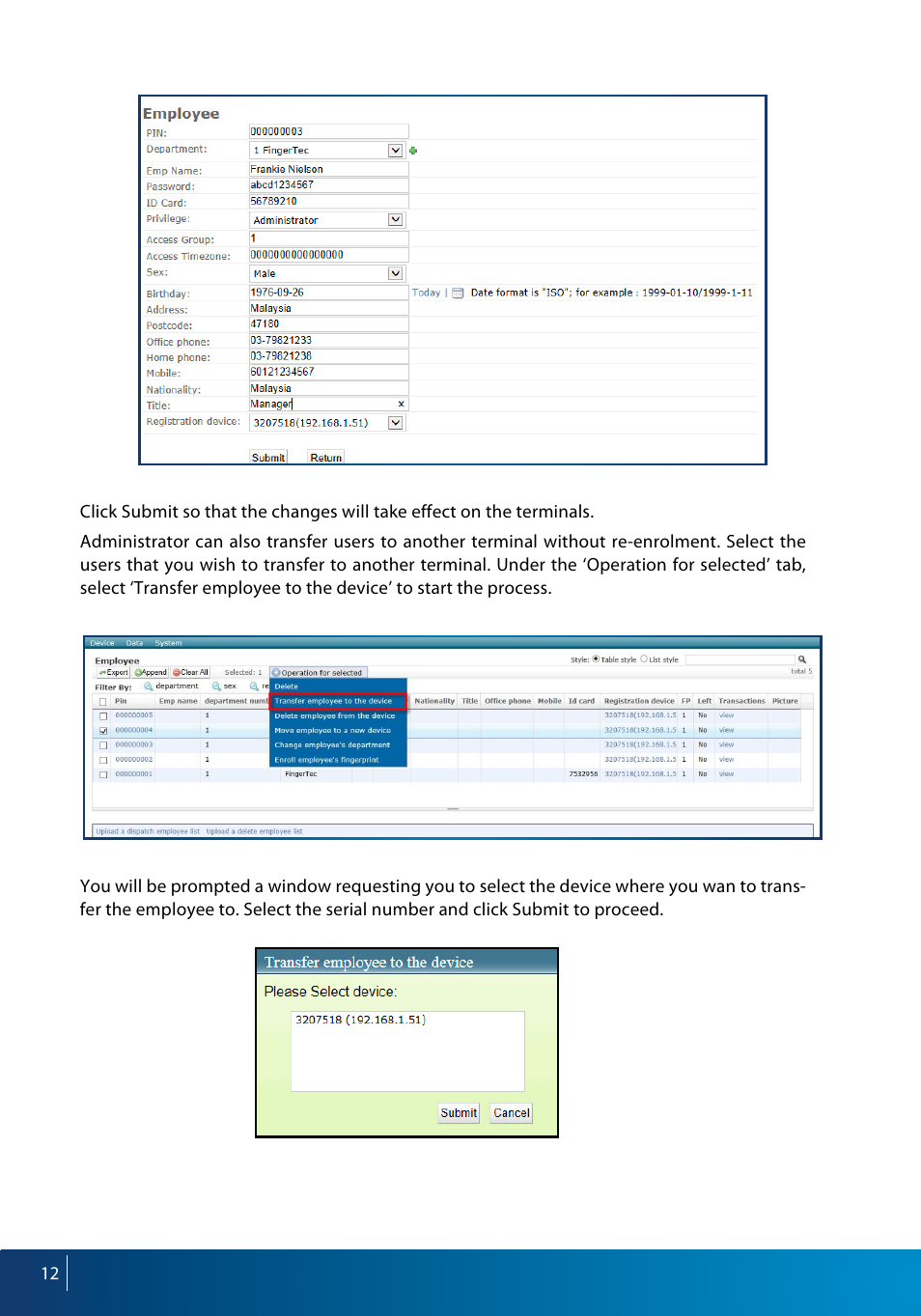 FingerTec Webserver User Manual | Page 12 / 26