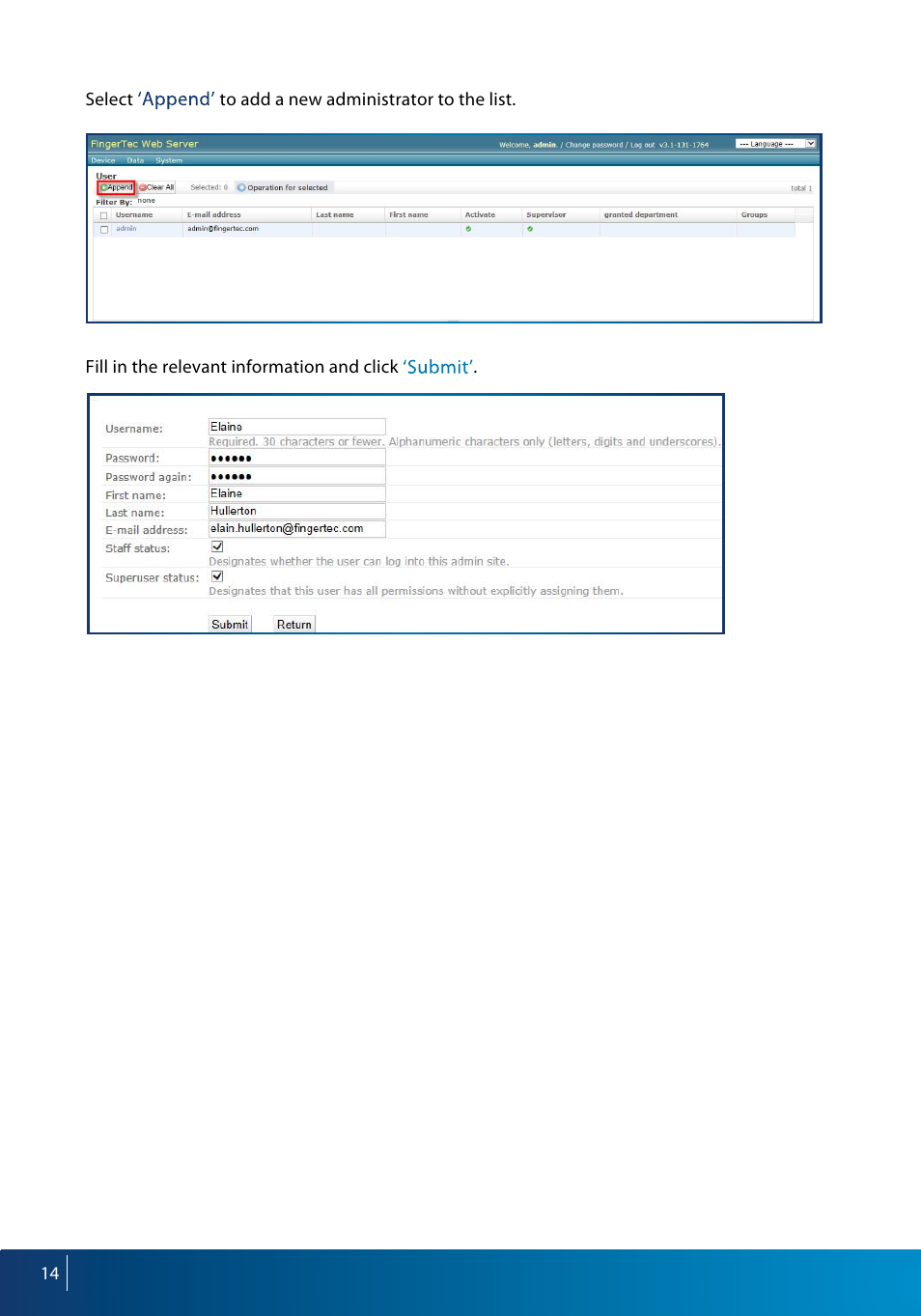 FingerTec Webserver User Manual | Page 14 / 26