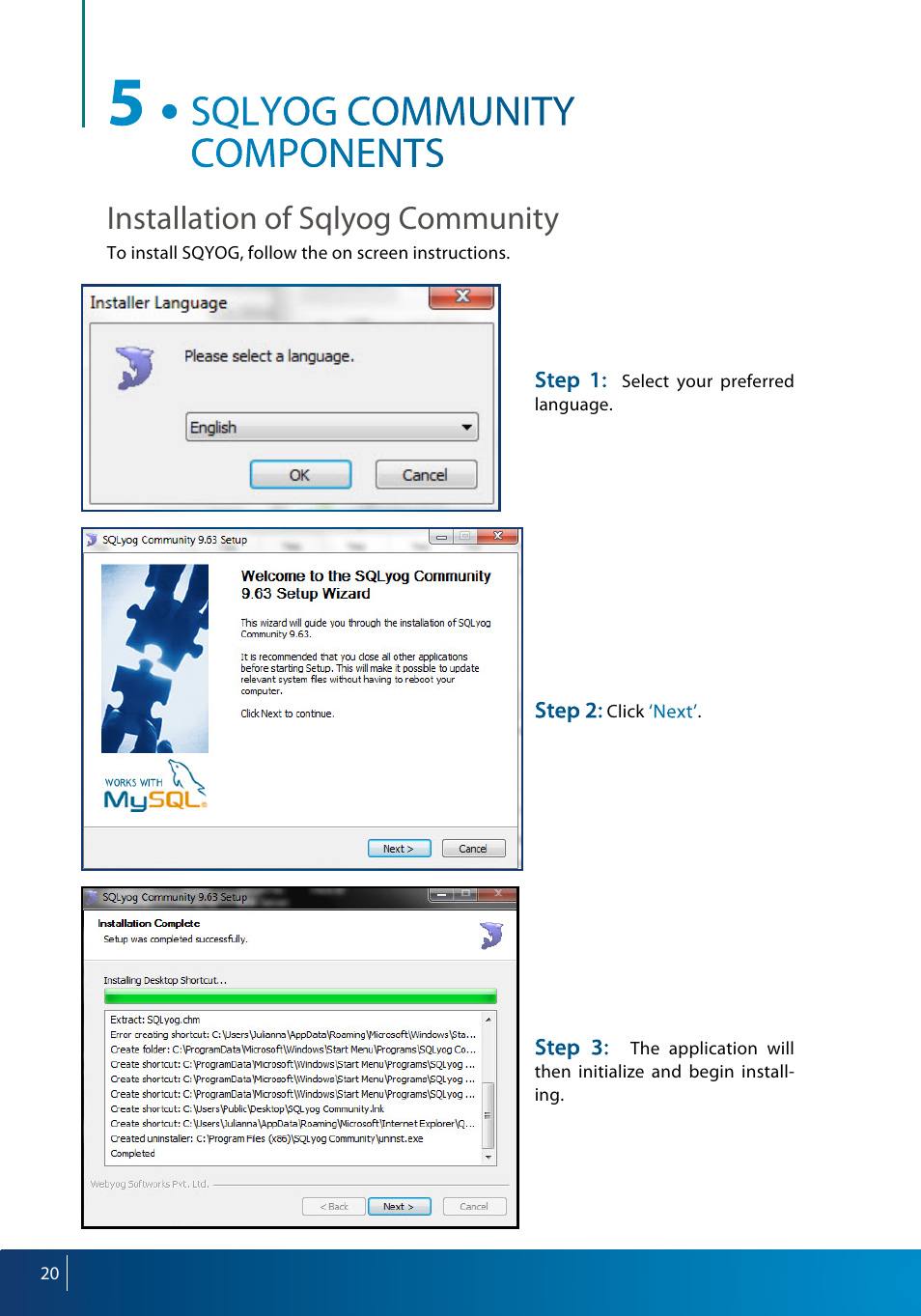 Installation of sqlyog community | FingerTec Webserver User Manual | Page 20 / 26