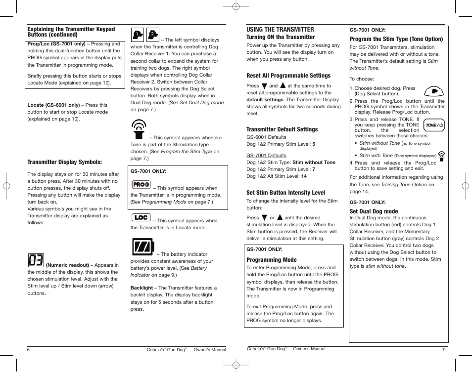 Cabela's Gun Dog Transmitter and Collar Receiver GS-6001 User Manual | Page 4 / 13