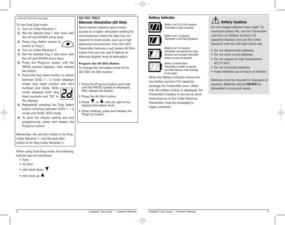 Cabela's Gun Dog Transmitter and Collar Receiver GS-6001 User Manual | Page 5 / 13