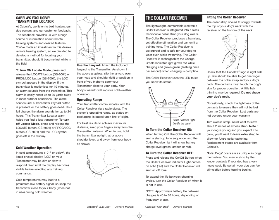 Cabela's Gun Dog Transmitter and Collar Receiver GS-6001 User Manual | Page 6 / 13