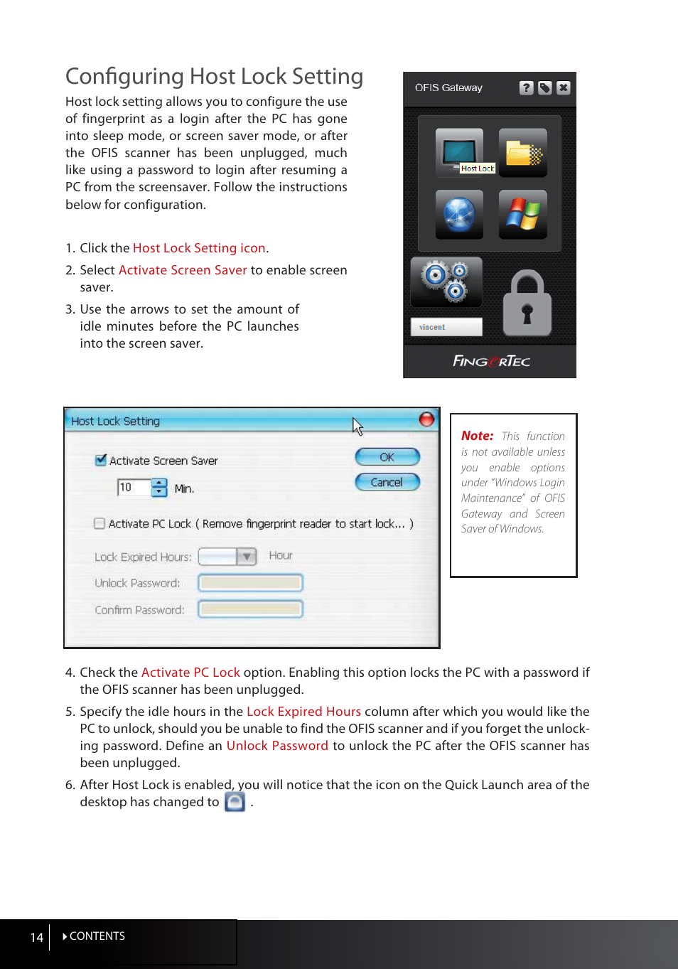 Confi guring host lock setting | FingerTec OFIS Gateway User Manual | Page 14 / 36