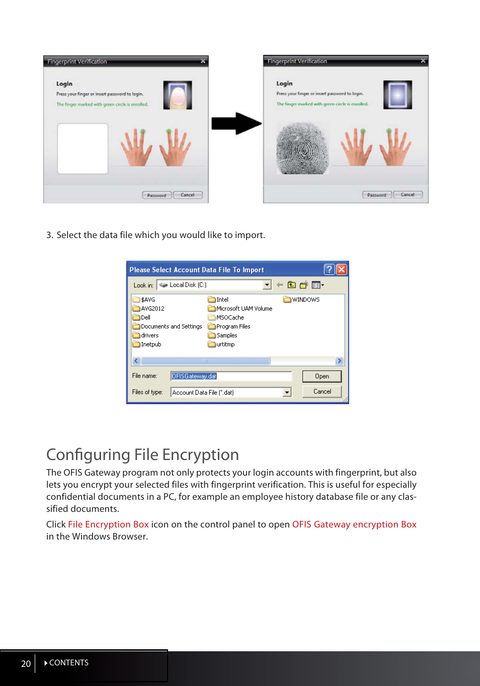 Confi guring file encryption | FingerTec OFIS Gateway User Manual | Page 20 / 36