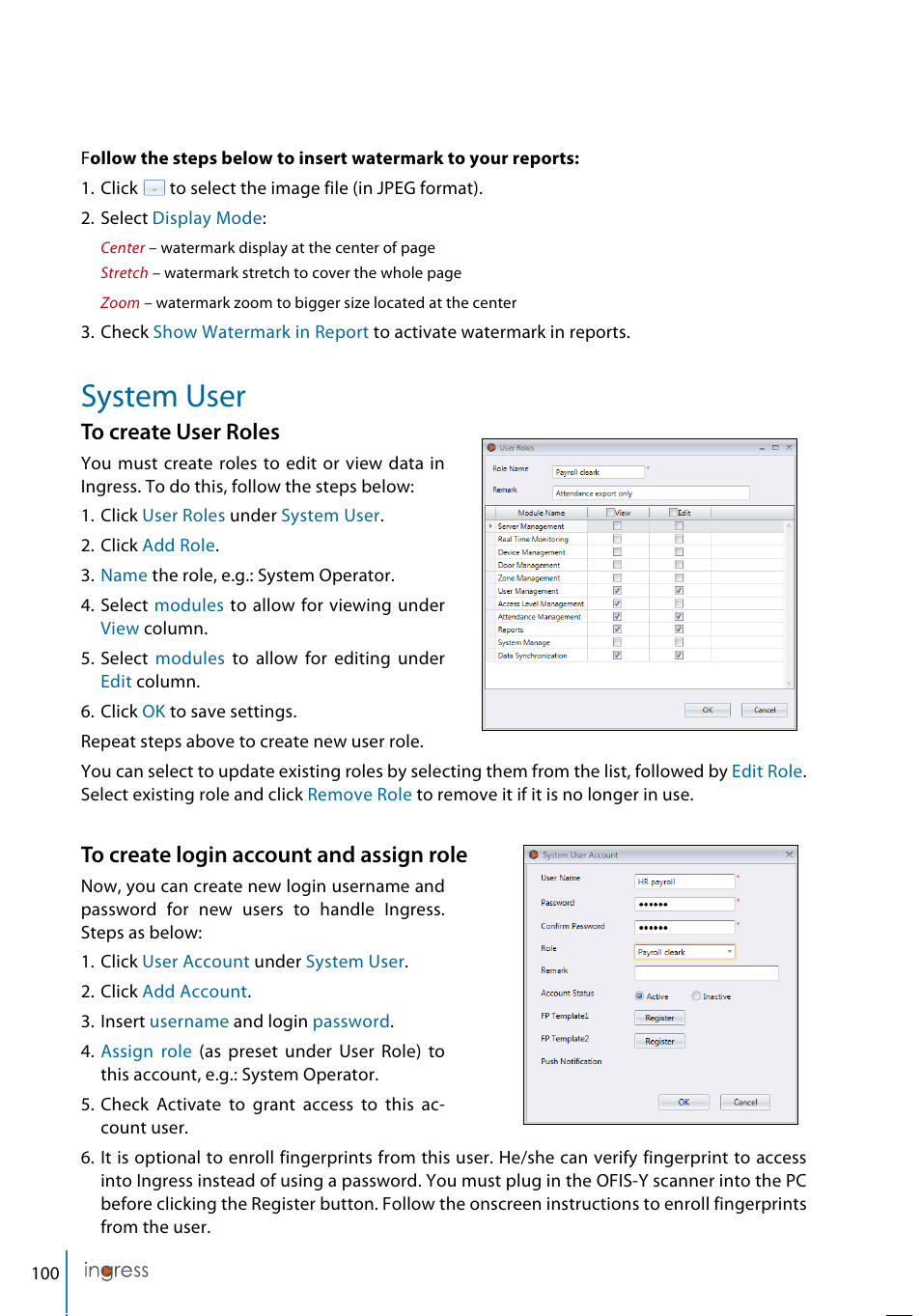 System user | FingerTec Ingress User Manual | Page 100 / 104