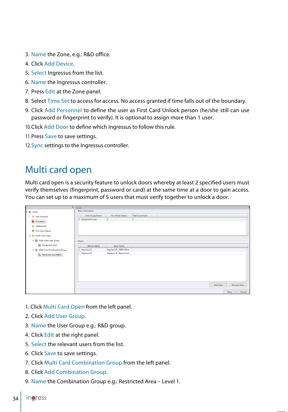 Multi card open | FingerTec Ingress User Manual | Page 34 / 104