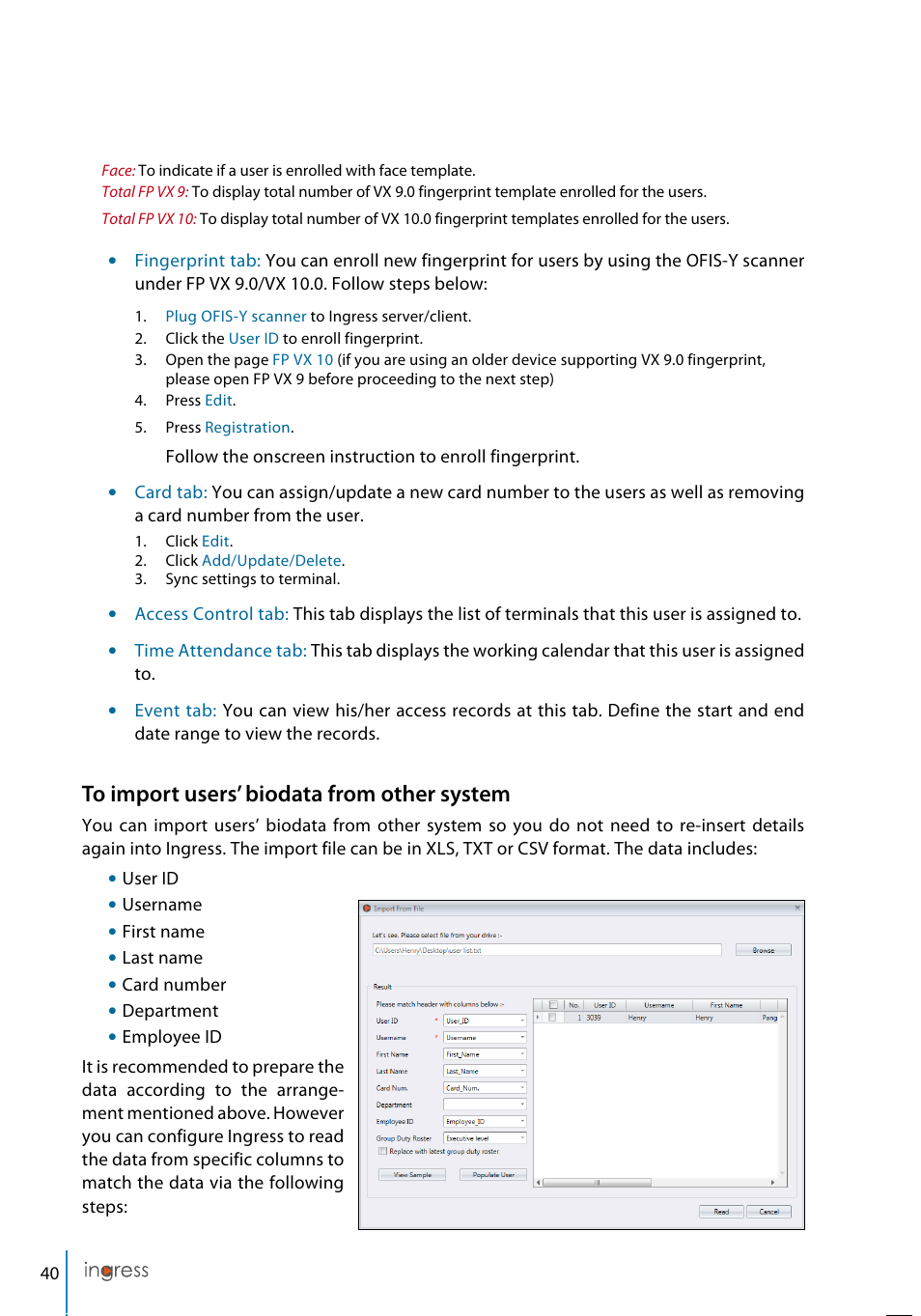 FingerTec Ingress User Manual | Page 40 / 104