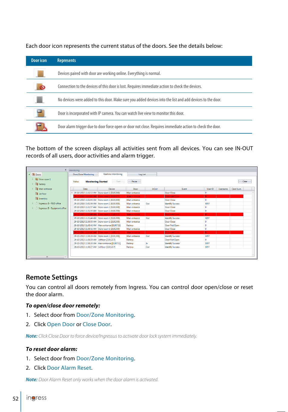 Remote settings | FingerTec Ingress User Manual | Page 52 / 104