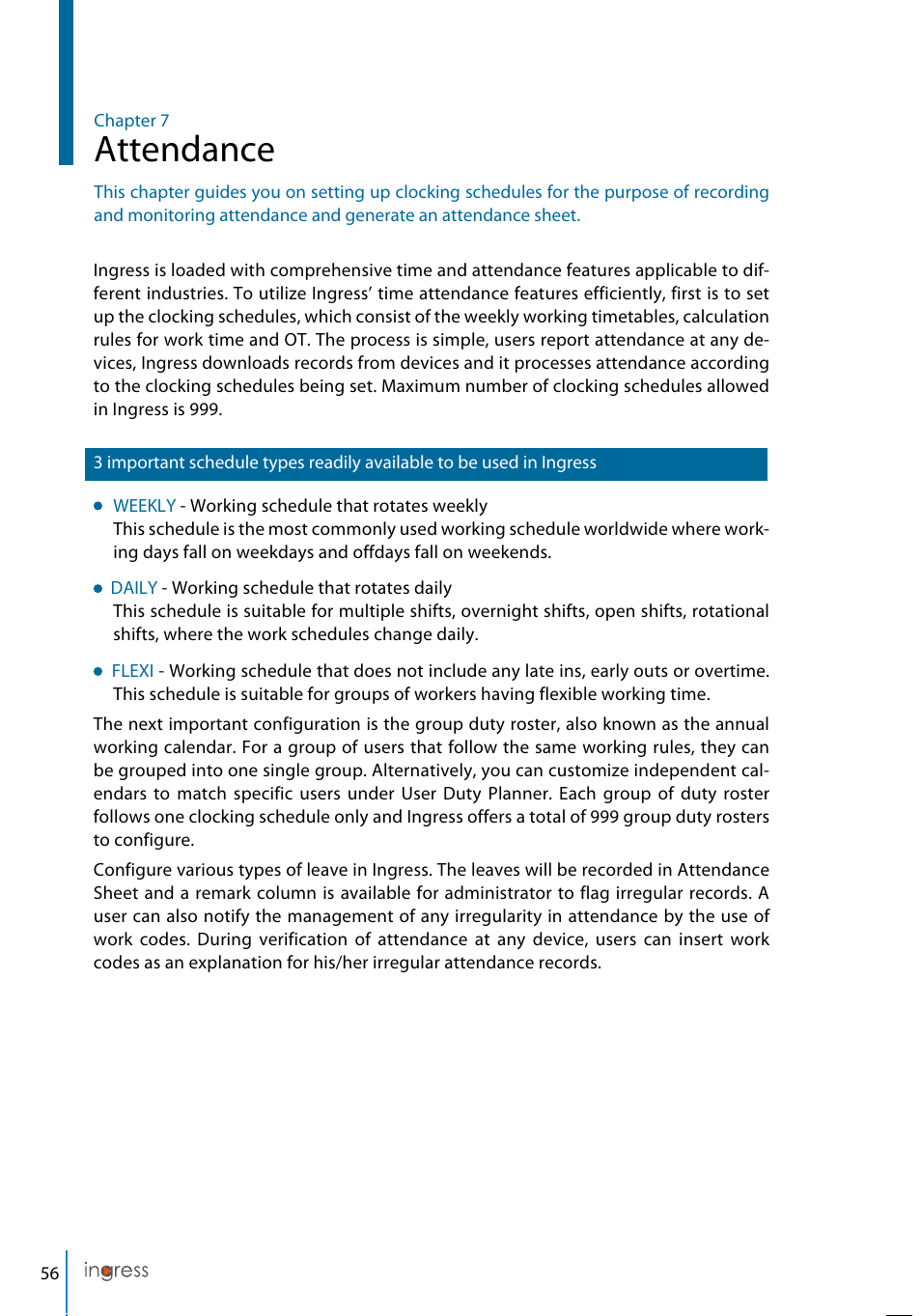 Attendance | FingerTec Ingress User Manual | Page 56 / 104
