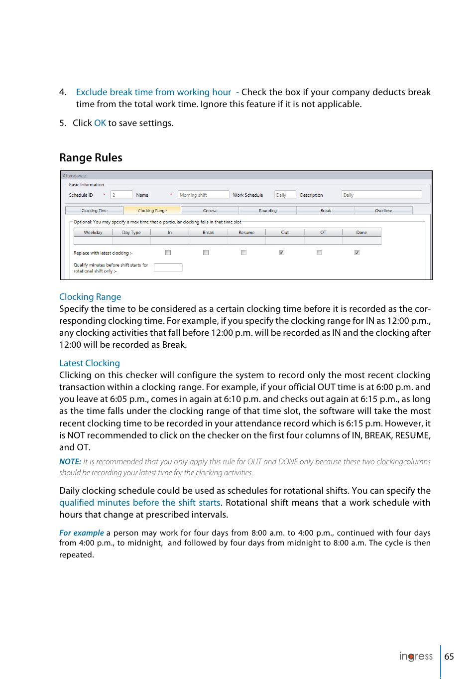 Range rules | FingerTec Ingress User Manual | Page 65 / 104