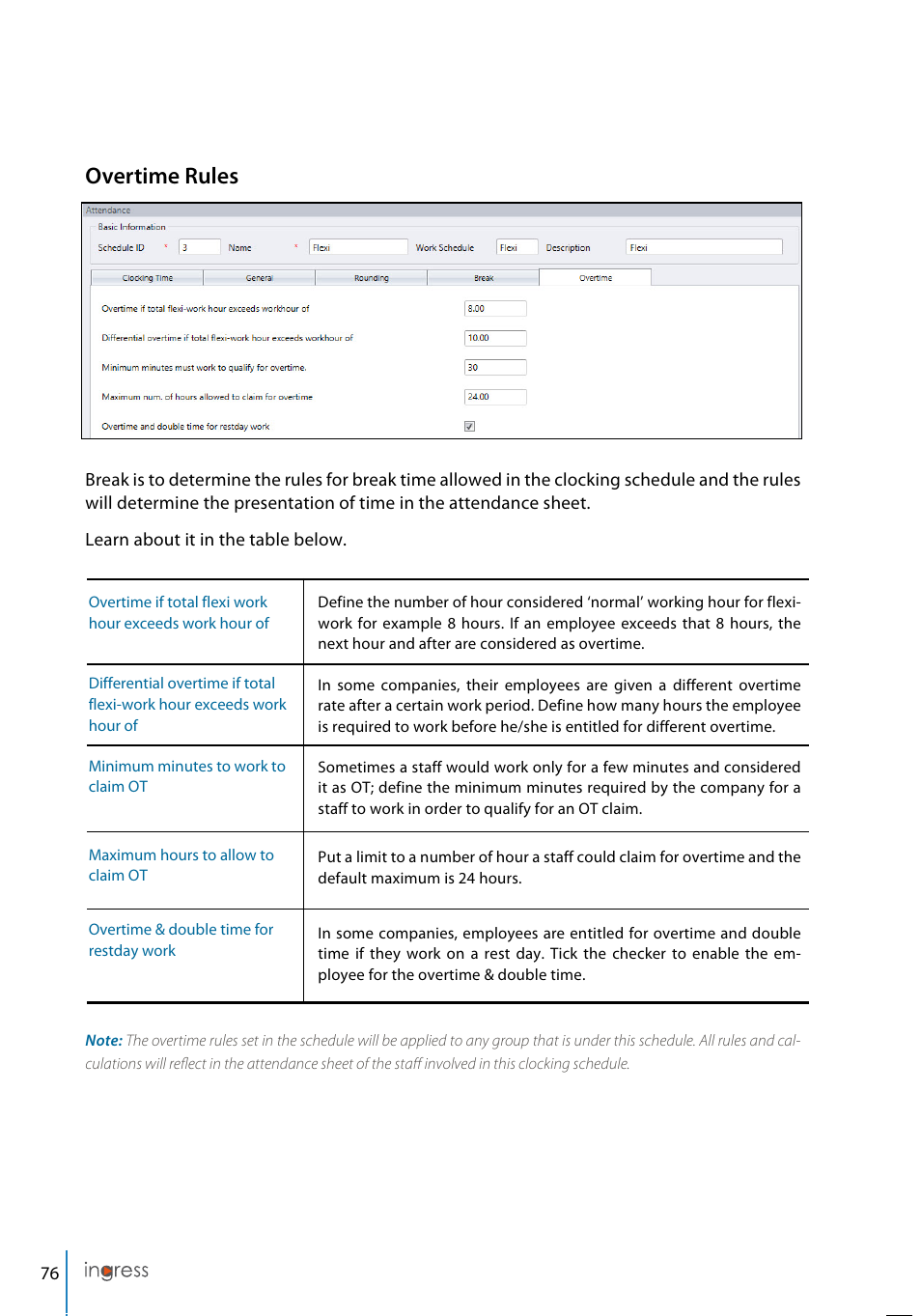 Overtime rules | FingerTec Ingress User Manual | Page 76 / 104