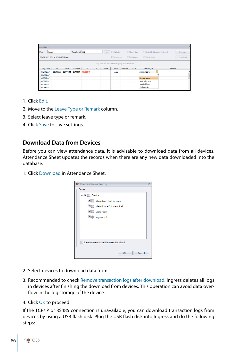 Download data from devices | FingerTec Ingress User Manual | Page 86 / 104