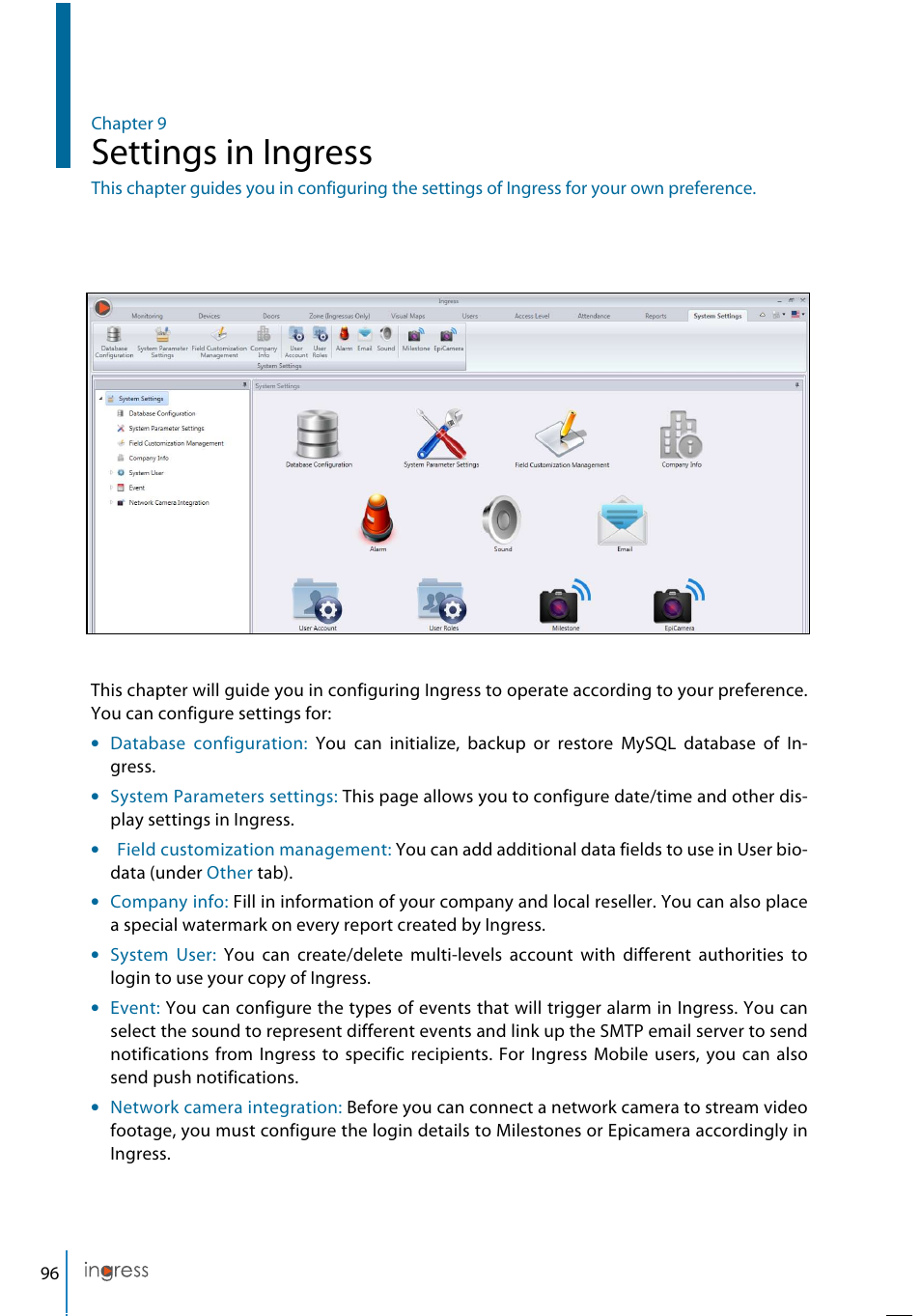 Settings in ingress | FingerTec Ingress User Manual | Page 96 / 104