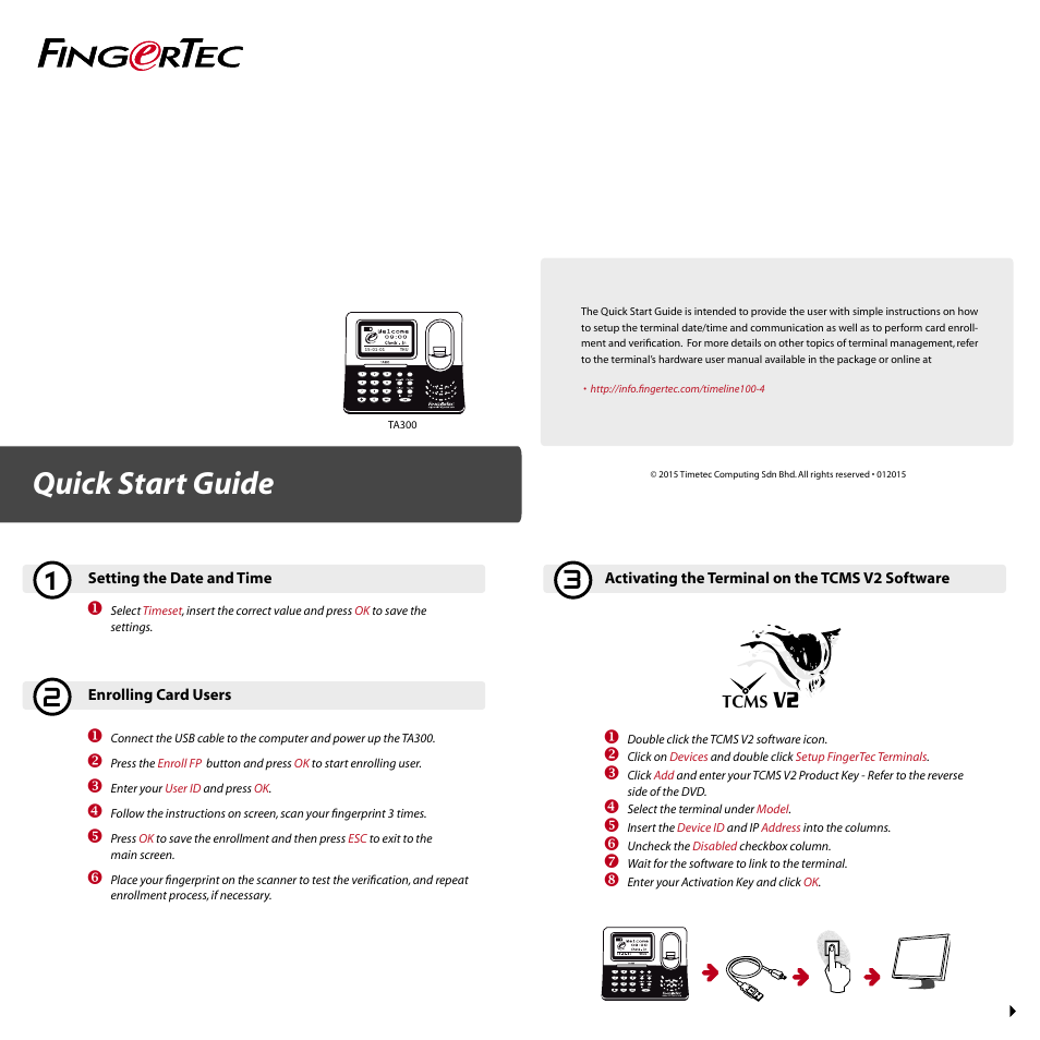 FingerTec TA300 User Manual | 2 pages