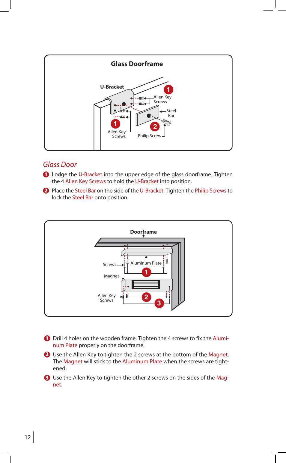 Glass door, Glass doorframe | FingerTec AdapTec Plus (New Model) User Manual | Page 11 / 14