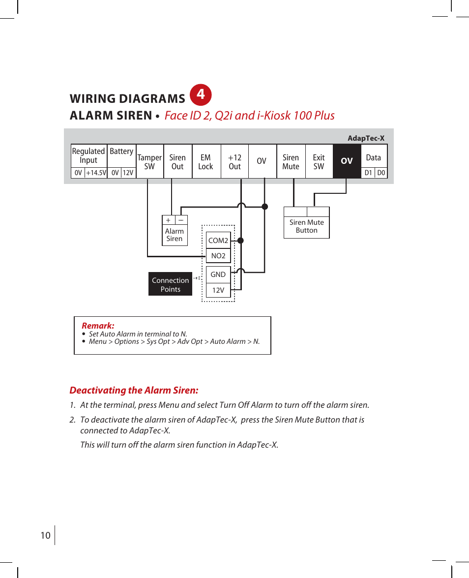 Wiring diagrams | FingerTec AdapTec-X User Manual | Page 10 / 15