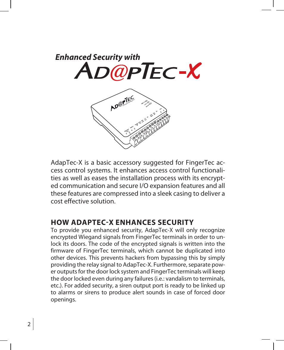 Enhanced security with, How adaptec-x enhances security | FingerTec AdapTec-X User Manual | Page 2 / 15