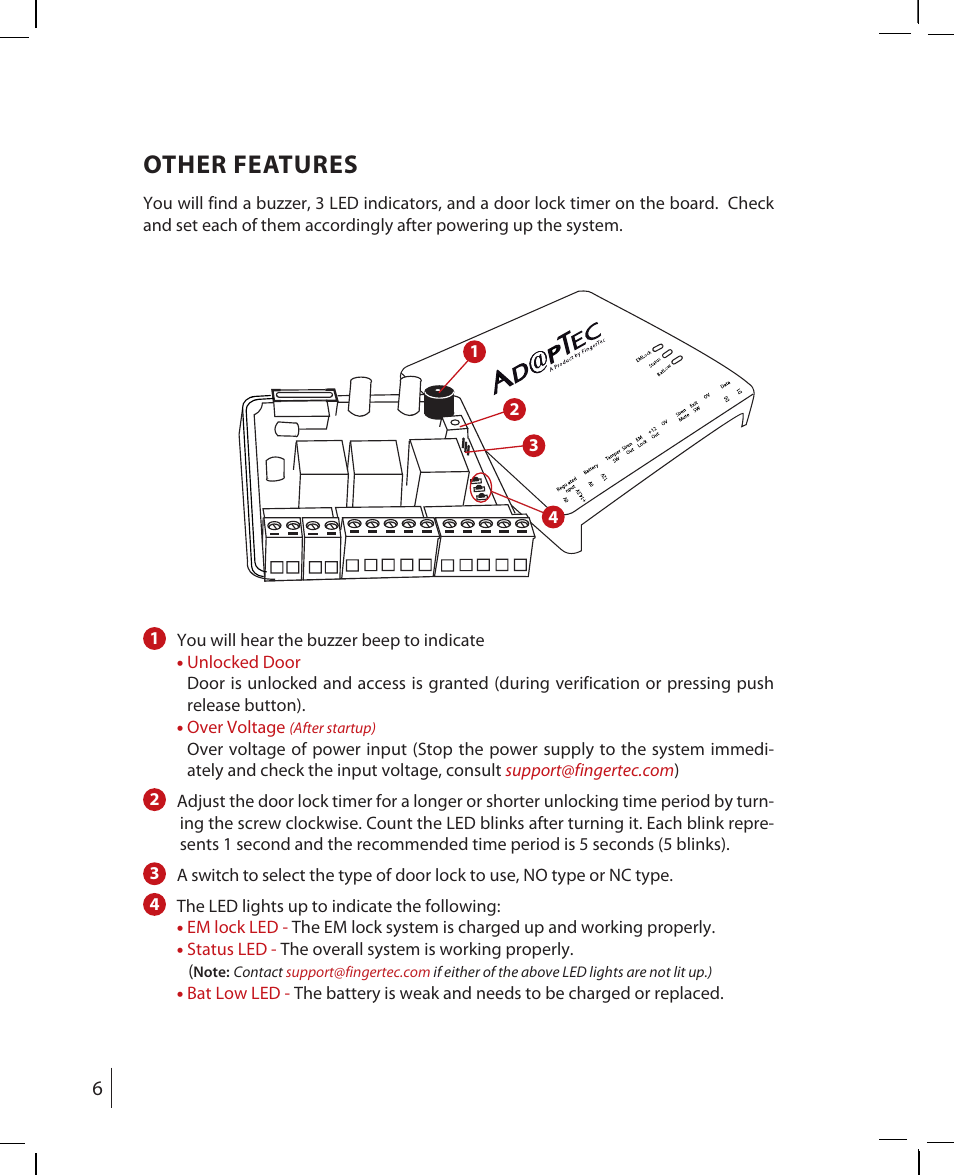 Other features | FingerTec AdapTec-X User Manual | Page 6 / 15