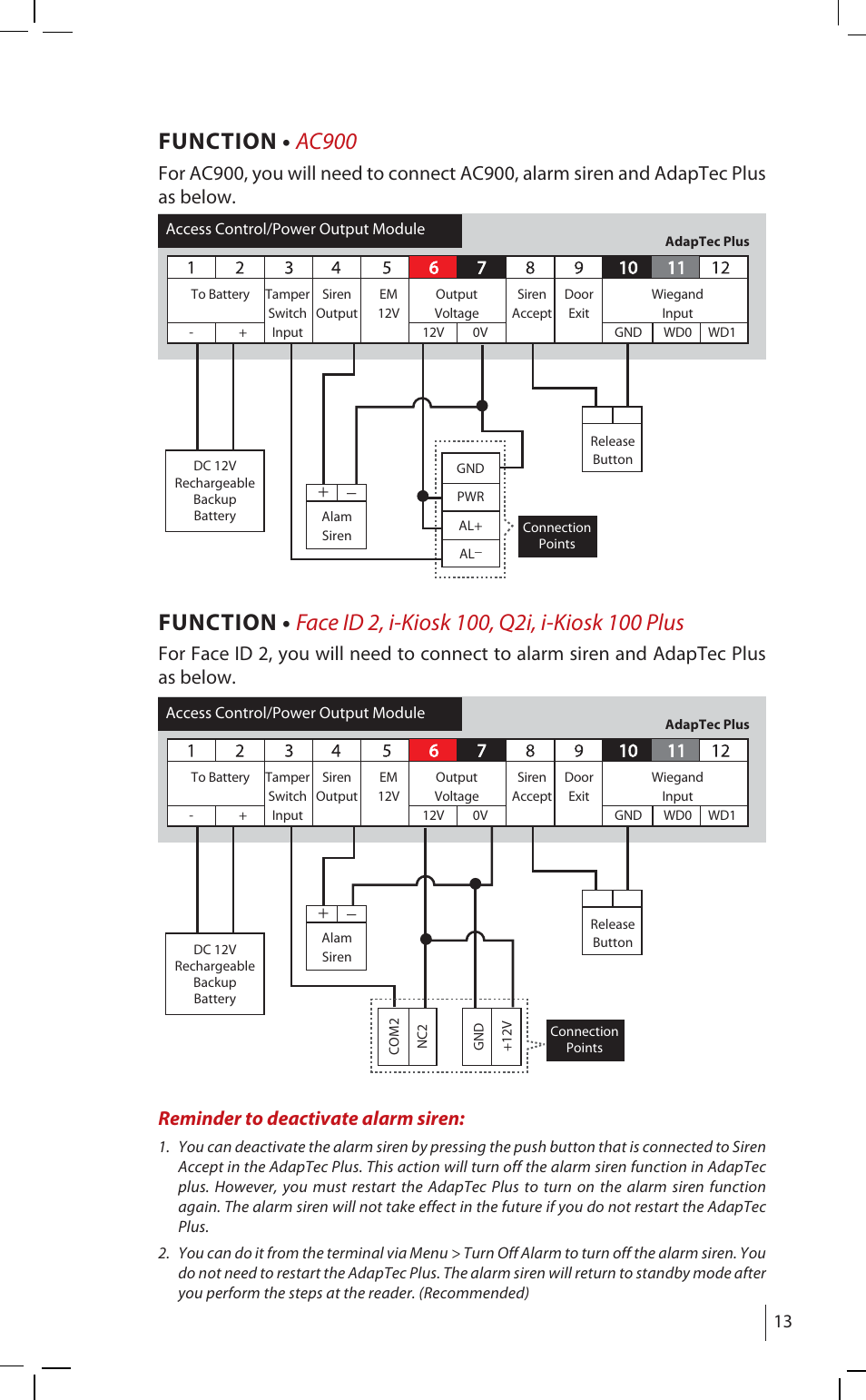 Function • ac900 | FingerTec AdapTec Plus User Manual | Page 13 / 20