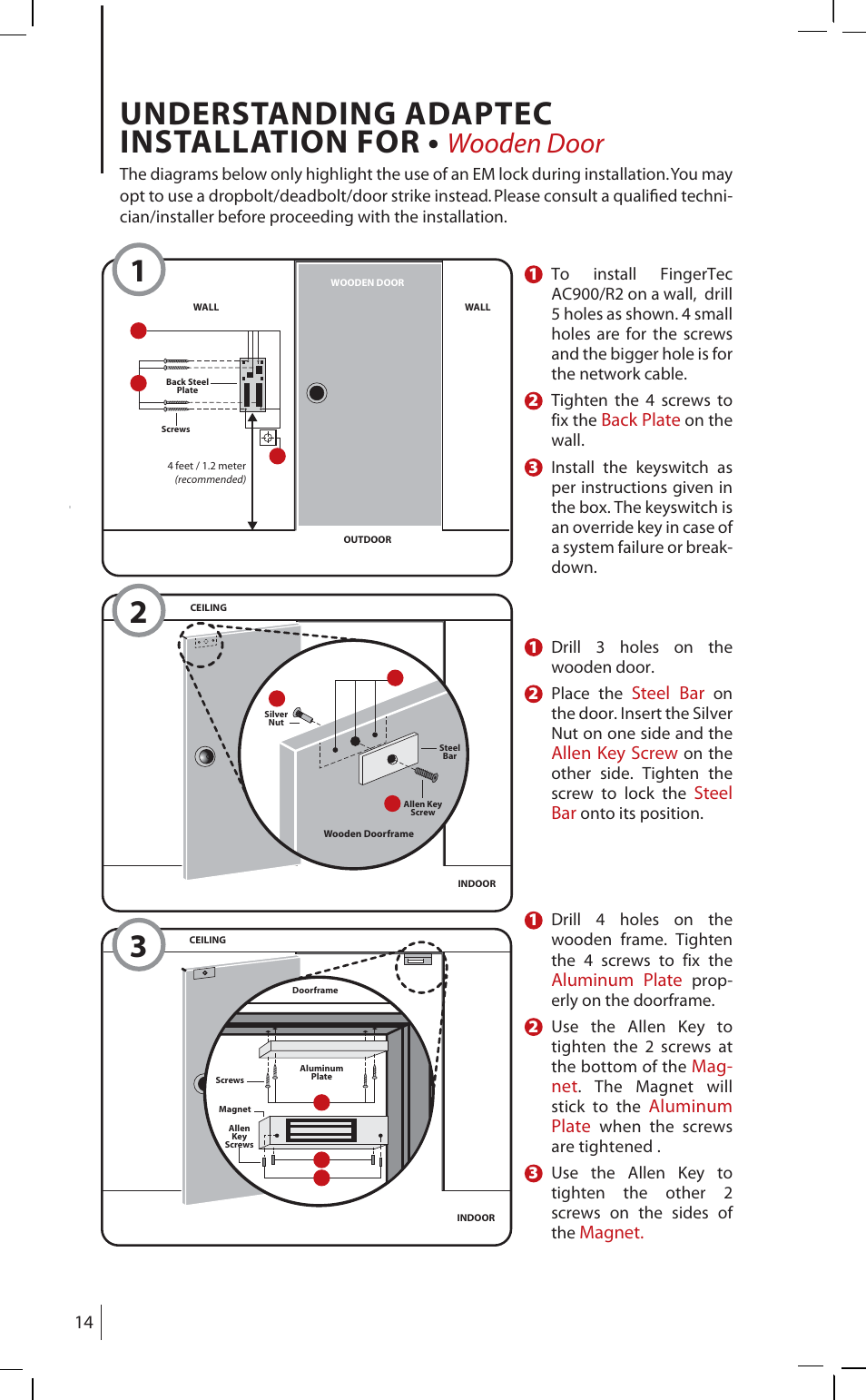 12 3 understanding adaptec installation for, Wooden door | FingerTec AdapTec Plus User Manual | Page 14 / 20