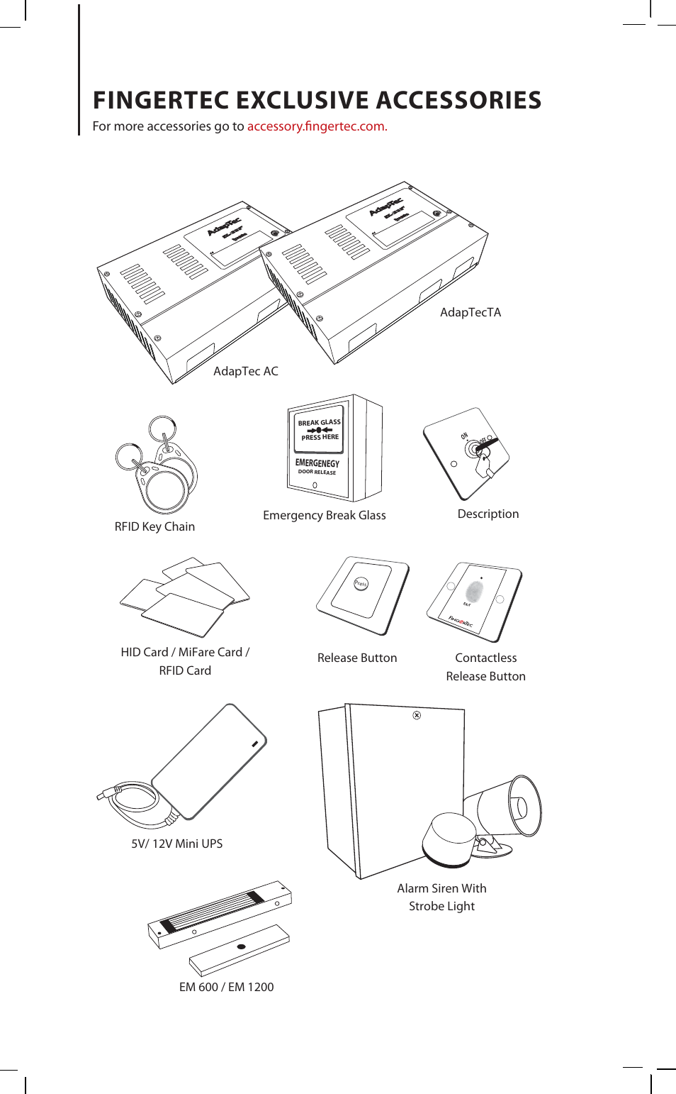 Fingertec exclusive accessories | FingerTec AdapTec Plus User Manual | Page 18 / 20