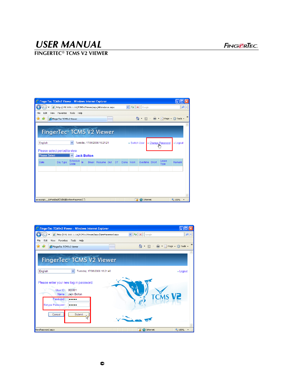 User manual | FingerTec TCMS V2 User Manual | Page 21 / 28