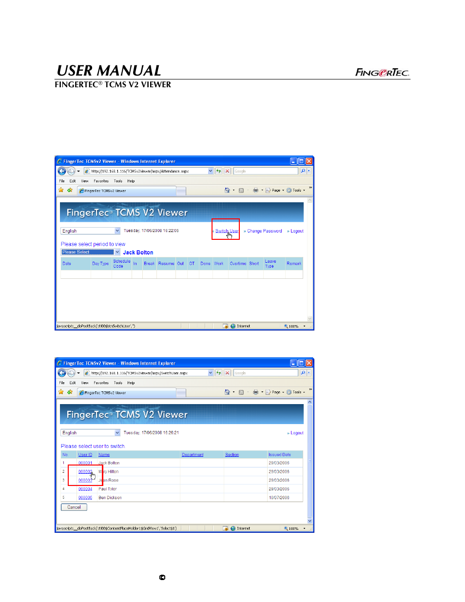 User manual | FingerTec TCMS V2 User Manual | Page 22 / 28