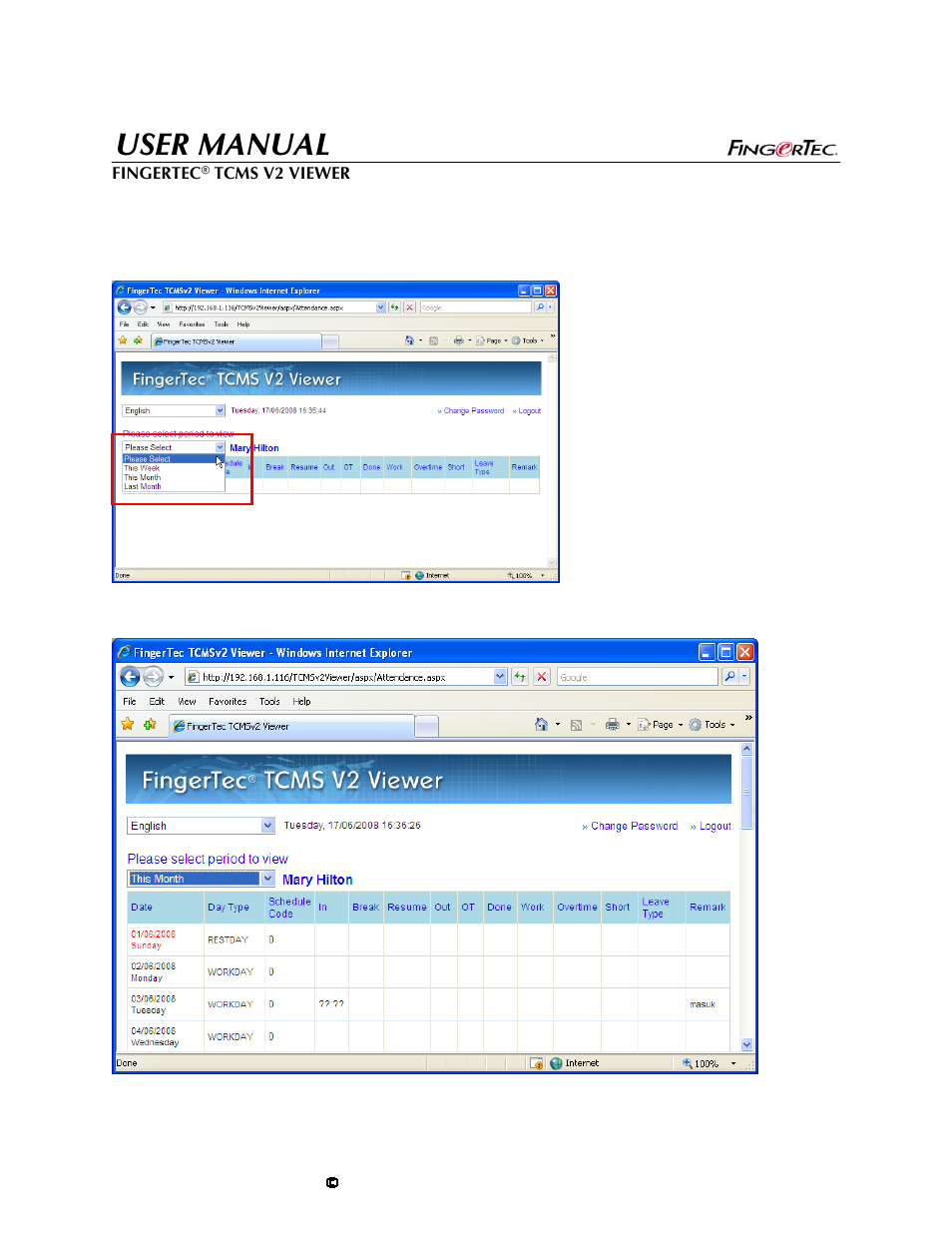 User manual | FingerTec TCMS V2 User Manual | Page 25 / 28
