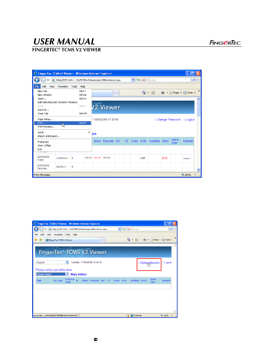 User manual | FingerTec TCMS V2 User Manual | Page 26 / 28