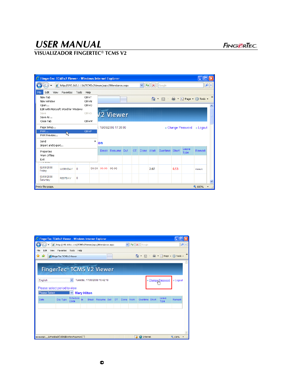 User manual | FingerTec TCMS V2 User Manual | Page 27 / 29