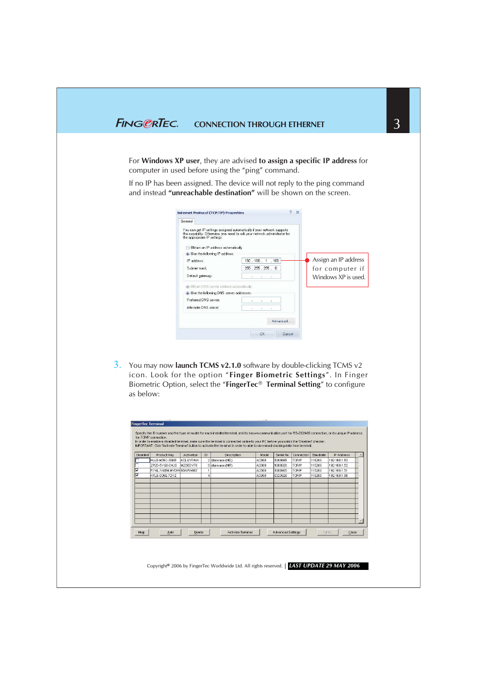 FingerTec Hardware Connection through Ethernet User Manual | Page 3 / 4