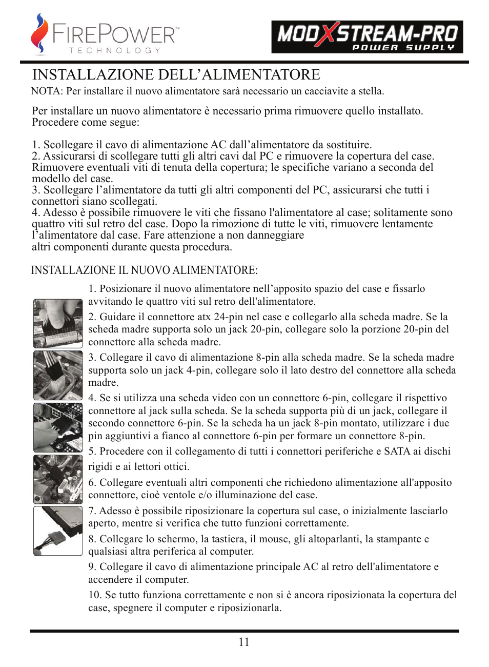 Installazione dell’alimentatore | FirePower Technology 700MXSP User Manual | Page 12 / 19