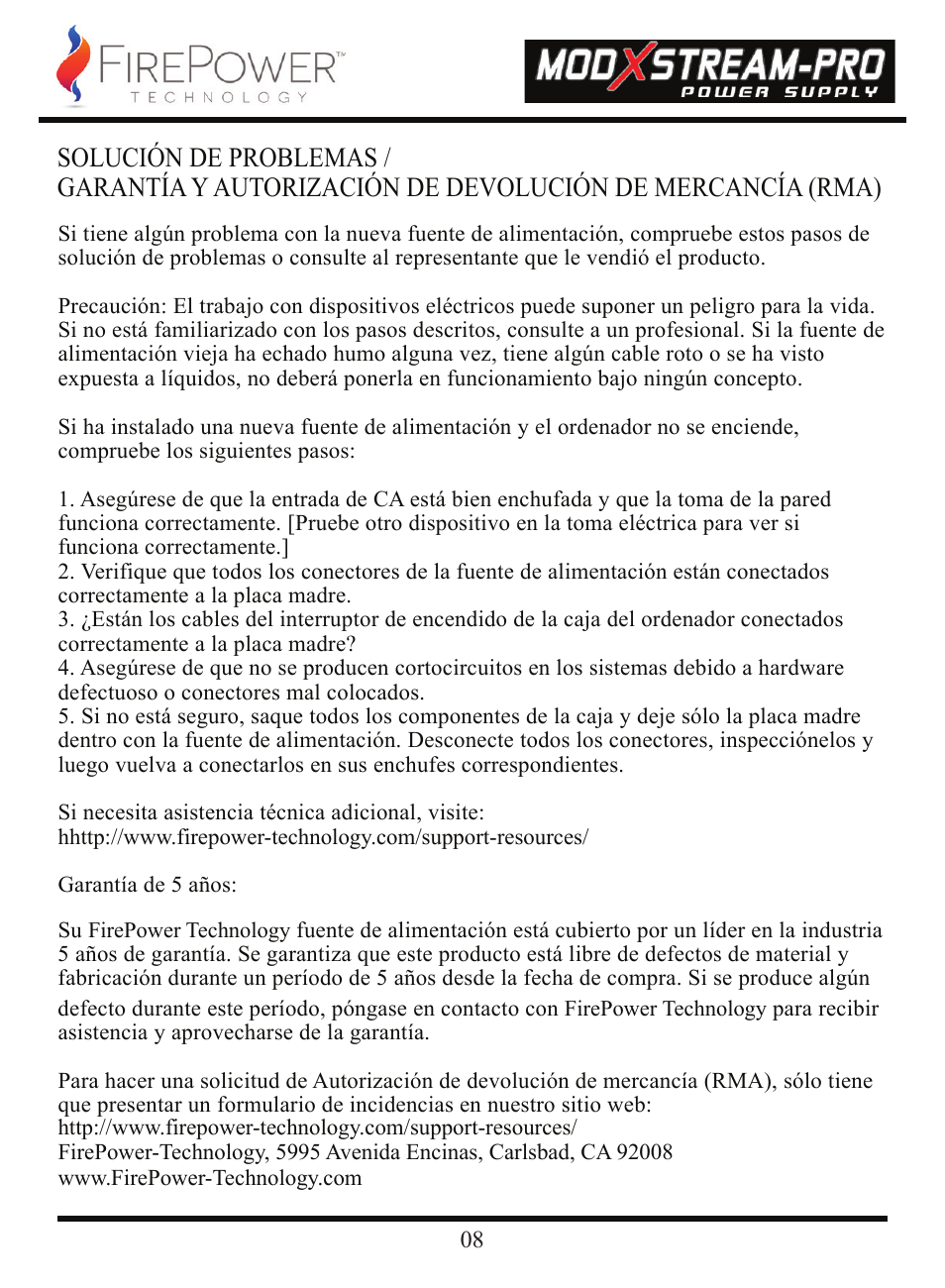 Instalación del nueva fuente de alimentación | FirePower Technology 700MXSP User Manual | Page 9 / 19