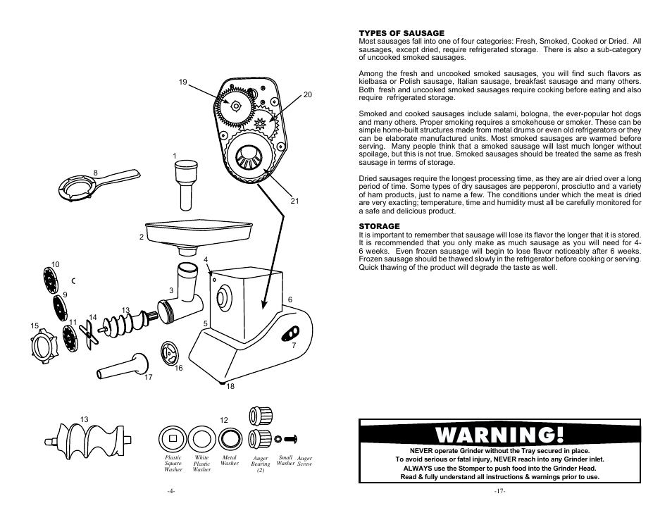 Warning | Cabela's Heavy Duty Meat Grinder 33-0101-C User Manual | Page 4 / 10