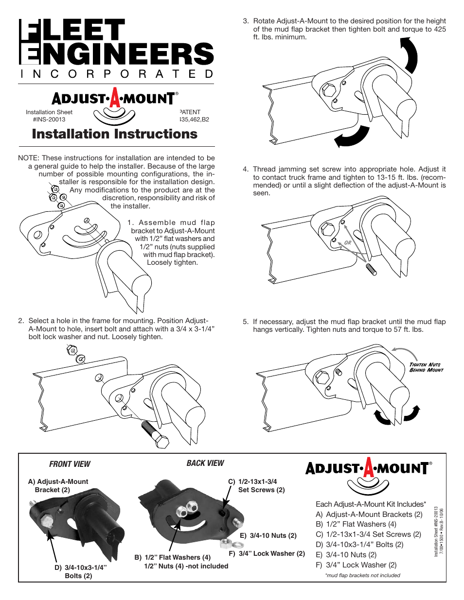 Fleet Engineers INS-20013 User Manual | 1 page