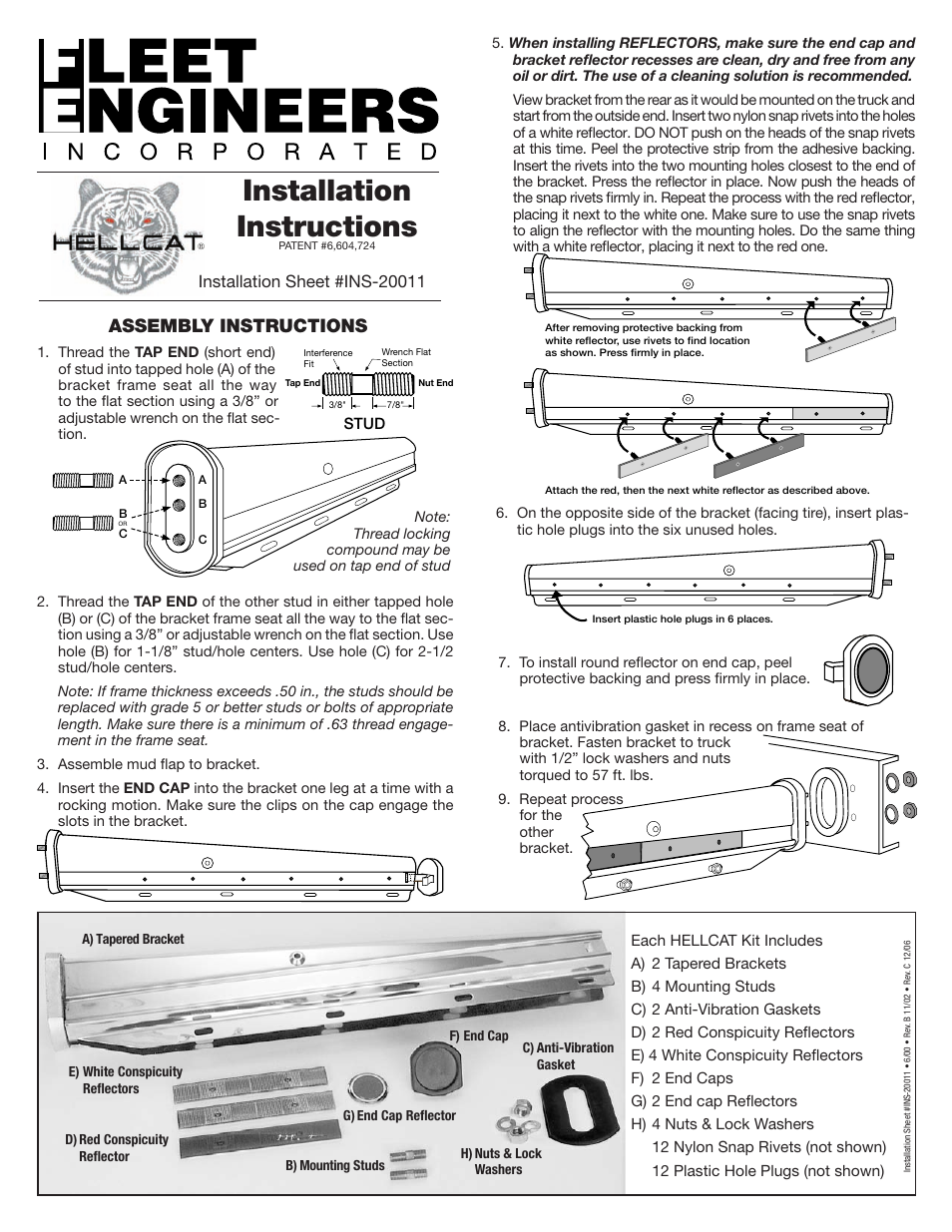 Fleet Engineers INS-20011 User Manual | 1 page