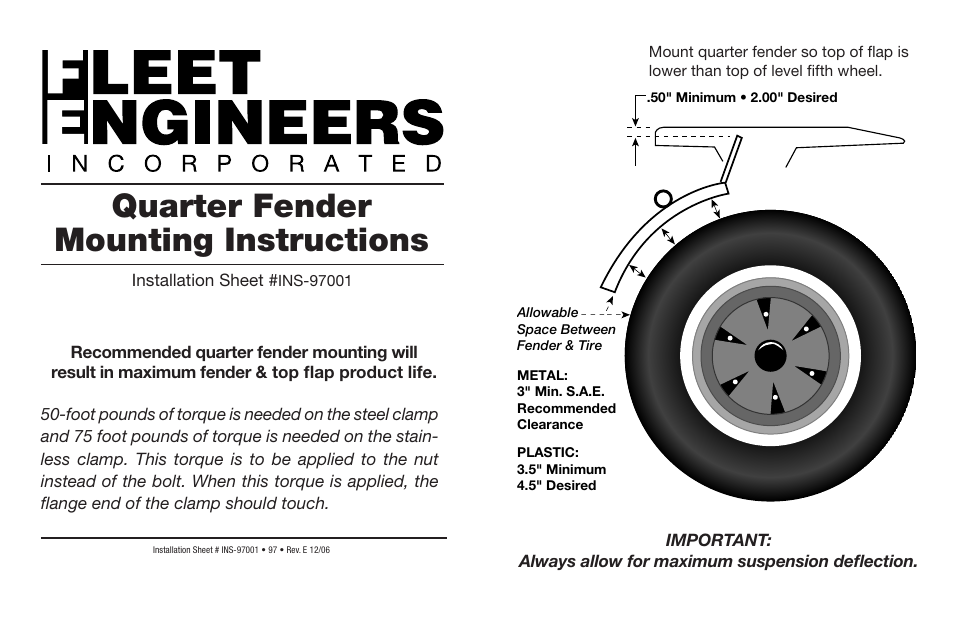 Fleet Engineers INS-97001 User Manual | 1 page