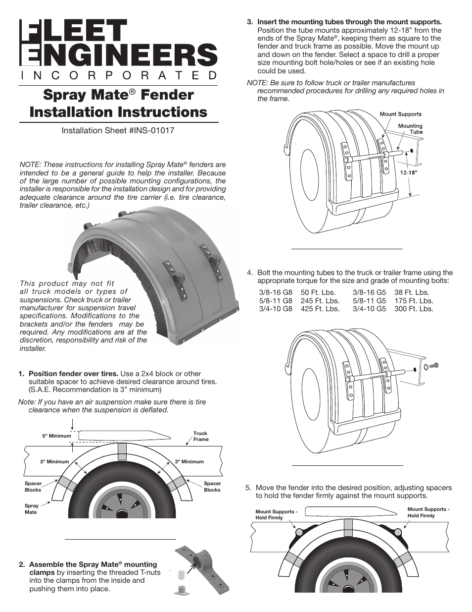 Fleet Engineers INS-01017 User Manual | 2 pages