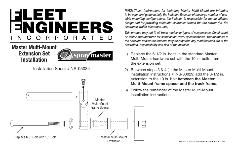 Fleet Engineers INS-05034 User Manual | 1 page